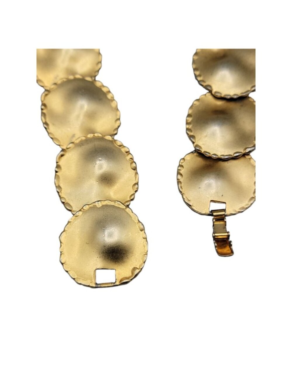 DESIGNER 1980s LARGE DISC Collar Vintage Statement Necklace 18" Matte Gold Tone - Picture 12 of 16